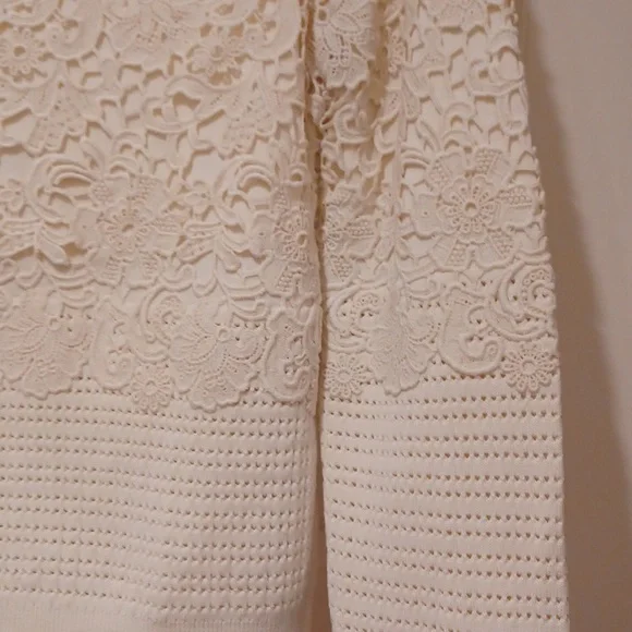 Tory Burch Womens Cream Lace Sweater - Picture 2 of 3